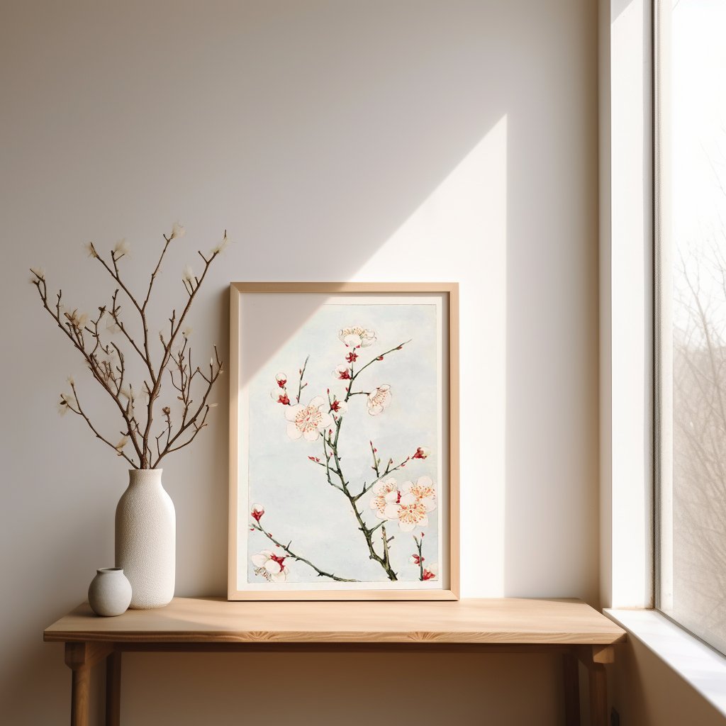 Plum Blossoms - Painting by Megata Morikaga - copper-red